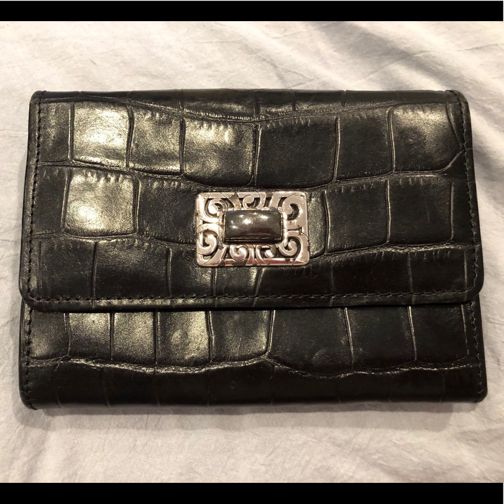 Brighton Black. Crossbody Crocodile Wallet